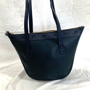 Blue pebble leather shoulder bag purse custom